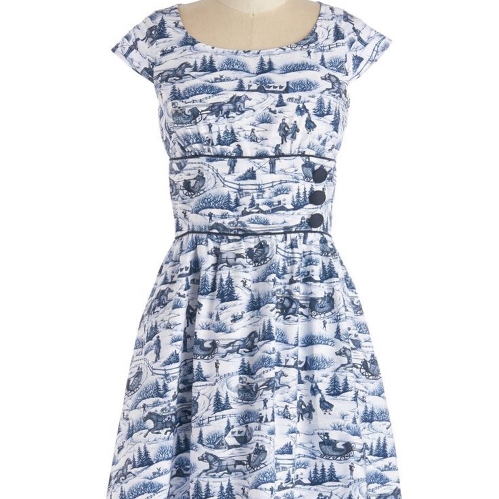 ModCloth Retrolicious Don’t Flurry About it Winter Scene Dress